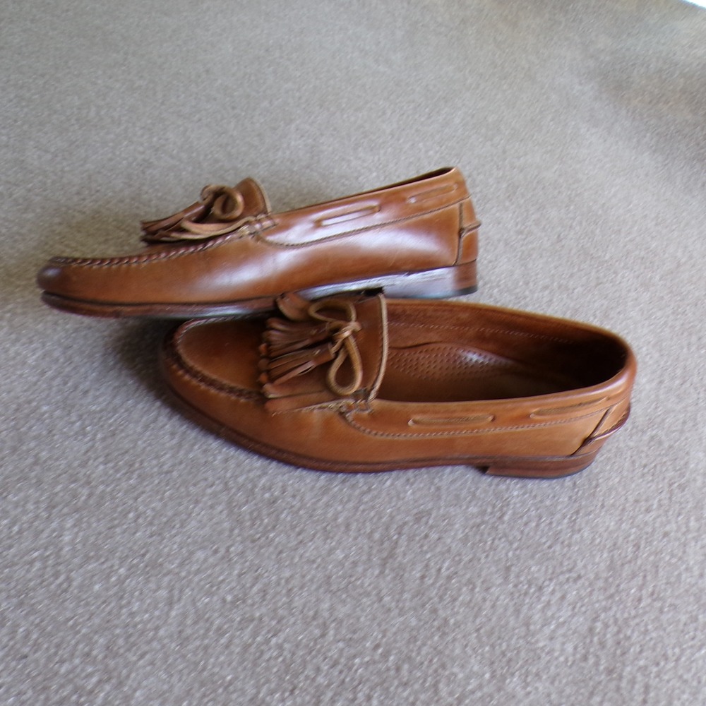 Cole Haan Vintage Mens Tassel Kiltie Loafers Tan Leather Handsewn | 10D (est.) - Picture 3 of 11
